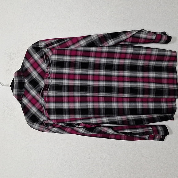 Panhandle Slim Black Gray Purple Plaid Pearl Snap Western Button Down Shirt Sz.L - Picture 7 of 14